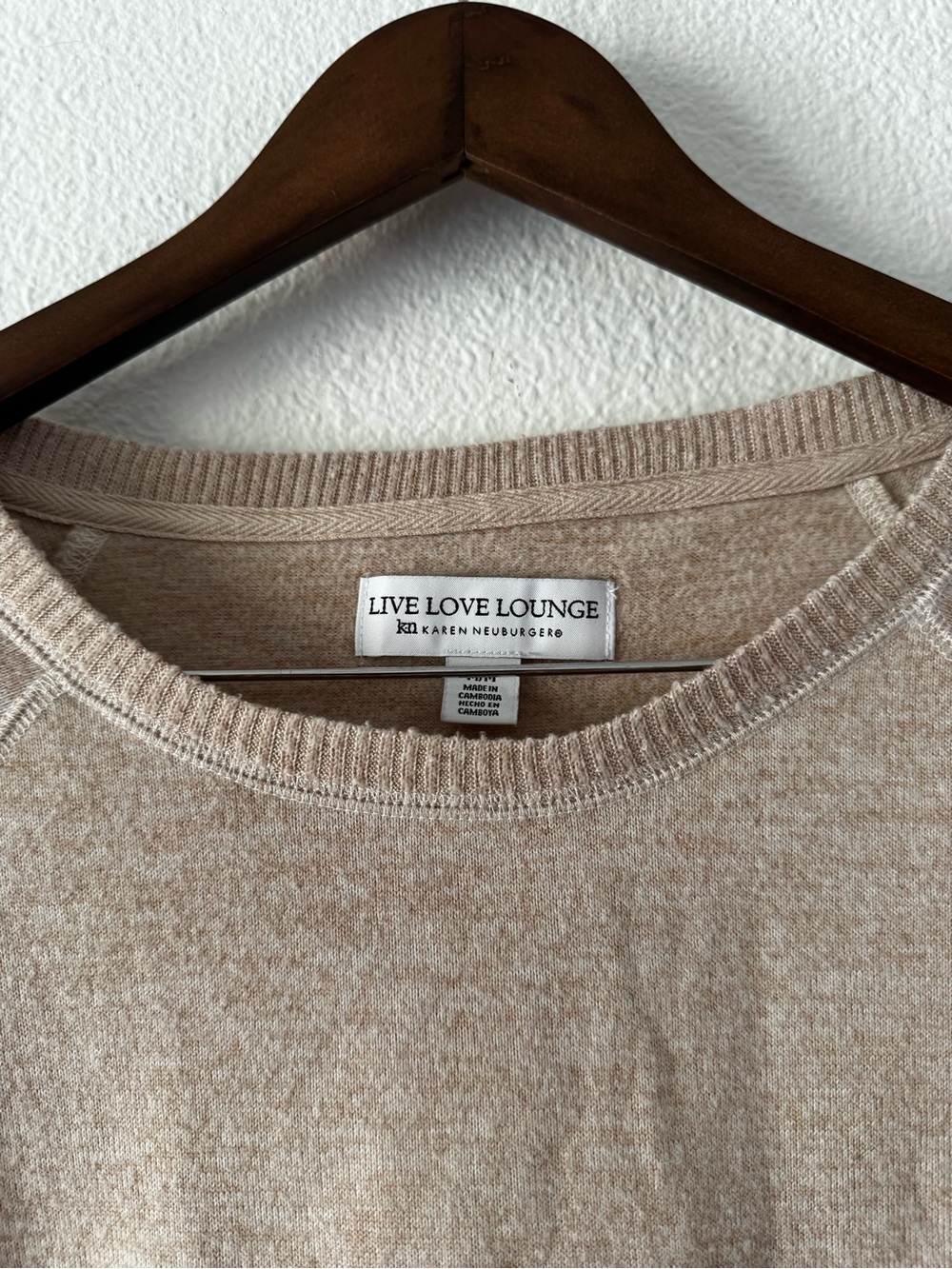 Live Love Lounge Cream Tan Lounge Sweatshirt Top Medium Coquette Minimalist - Picture 5 of 13